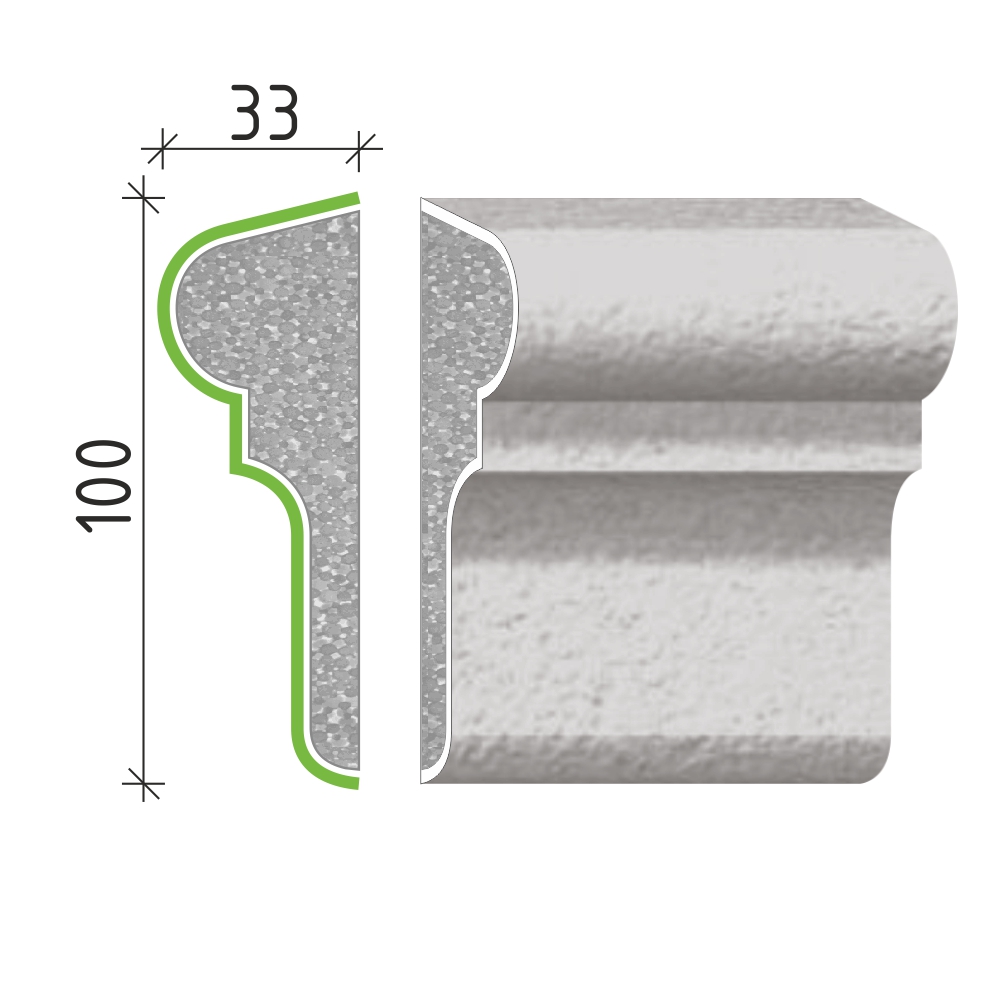 šambrána, rámový profil 100x33mm RP10033