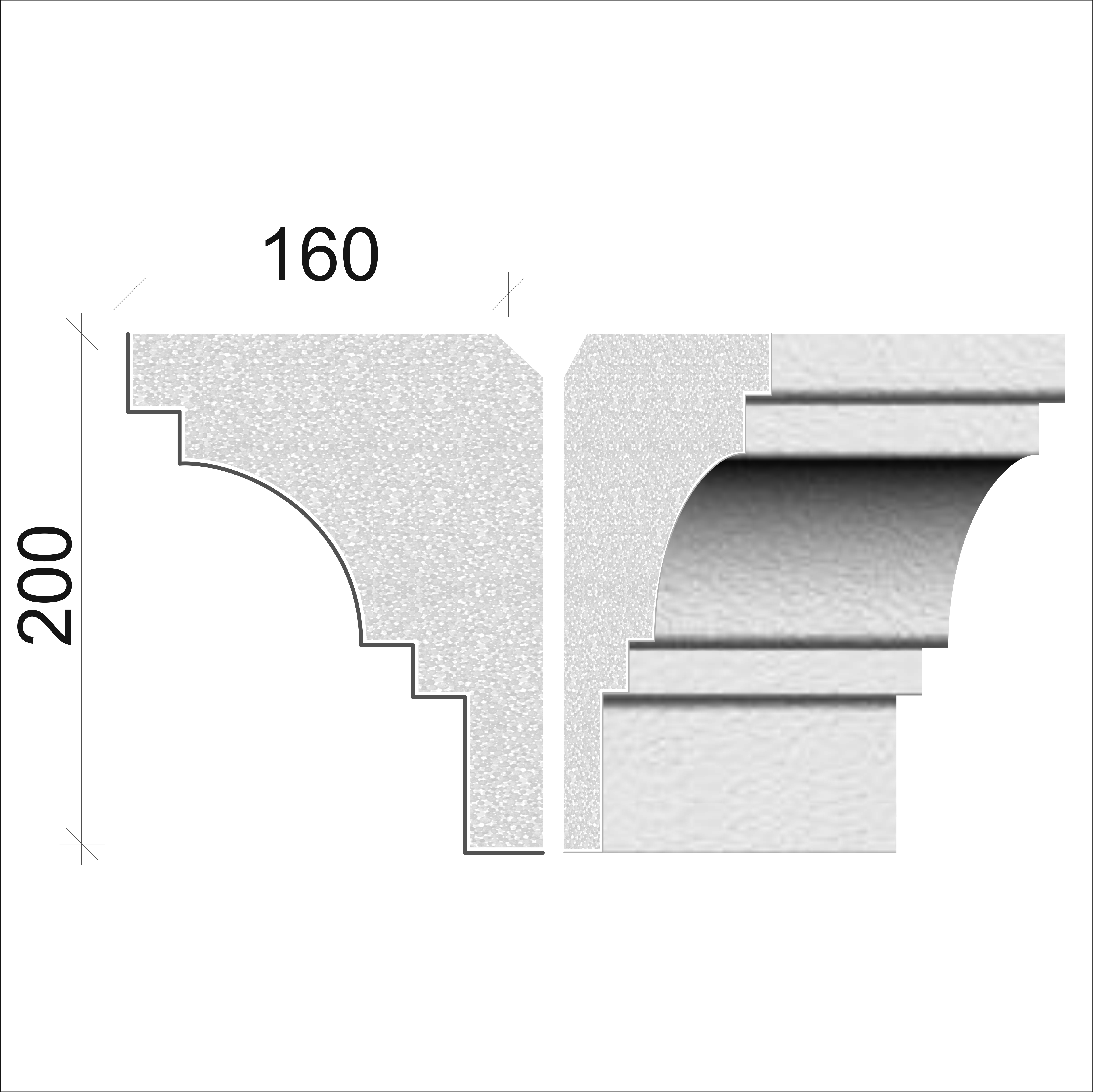 Střešní římsa 200x160 mm SR20016