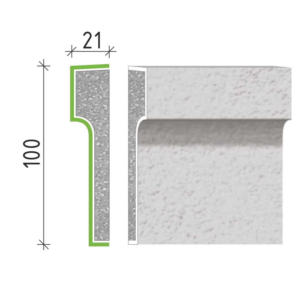 šambrána, rámový profil 100x21mm RP10021