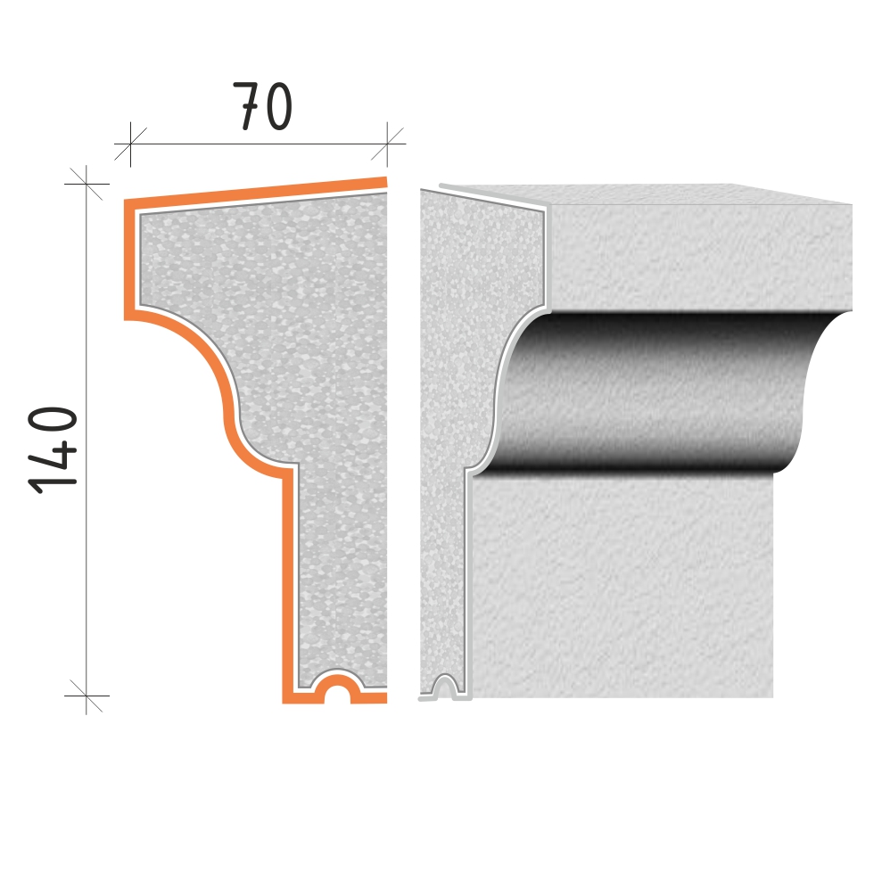 Parapetní profil 140x70mm PP14070