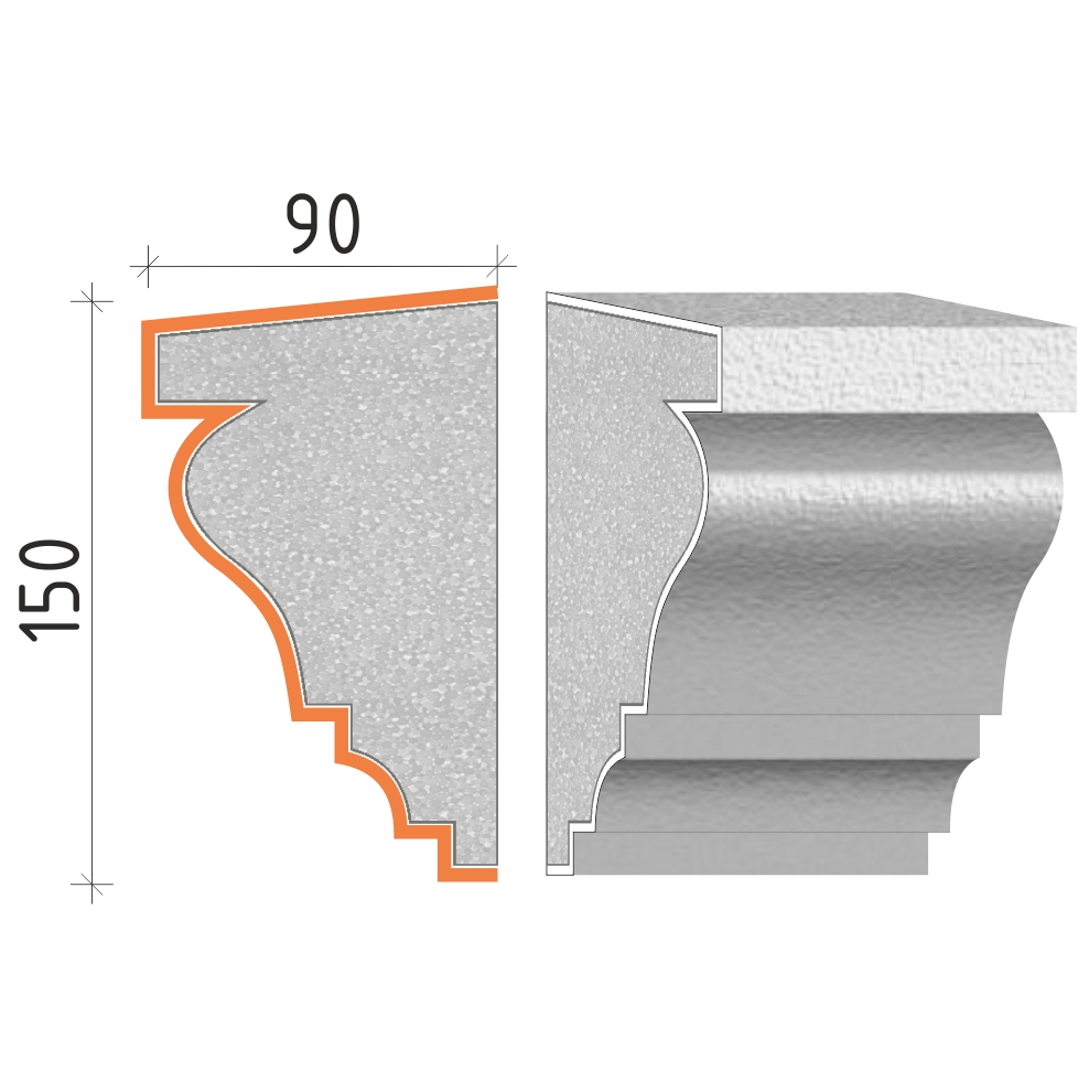 parapetní profil 150x90mm PP21415