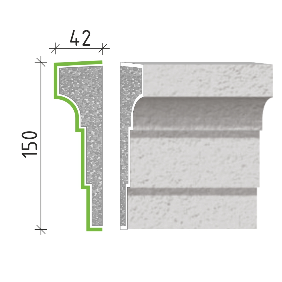 šambrána, rámový profil 150x42 mm RP10815