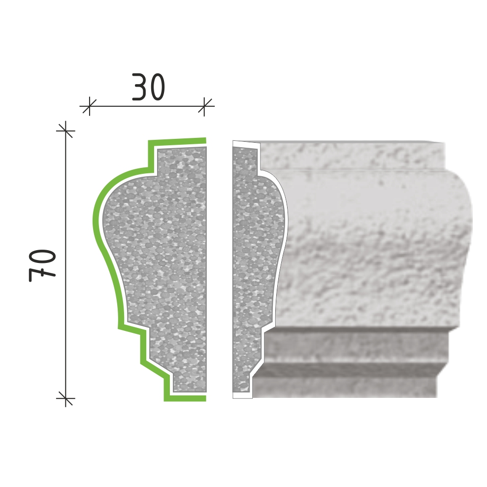 šambrána, rámový profil 70x30 mm RP11207