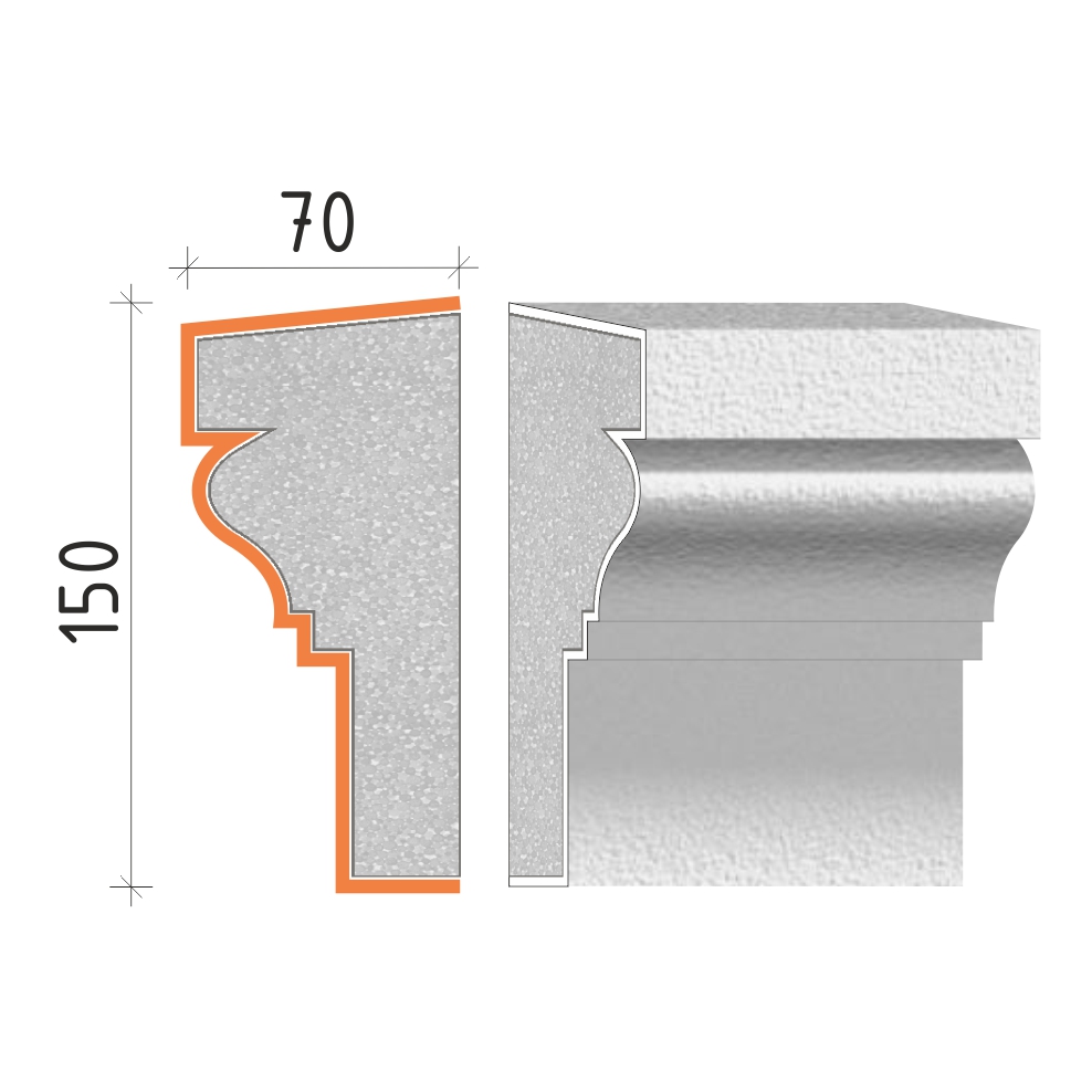 parapetní profil 150x70mm PP21315