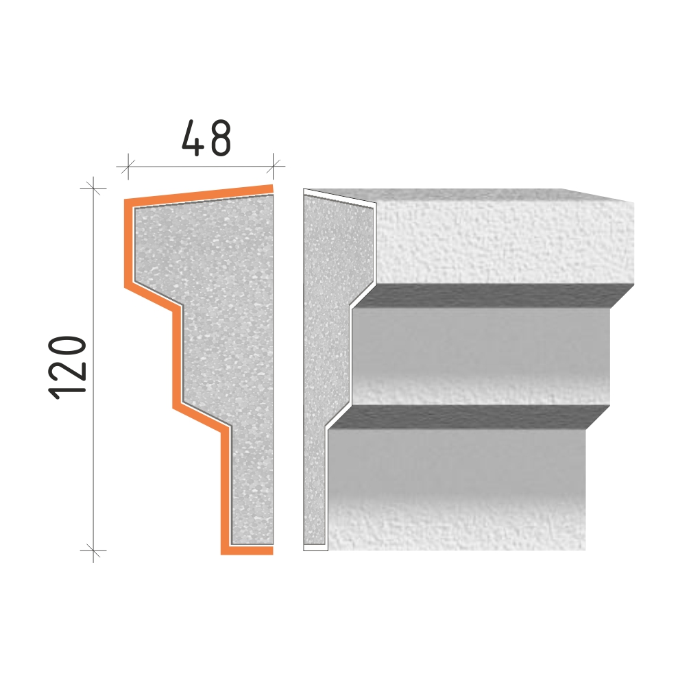 Parapetní profil 120x48mm, PP20012