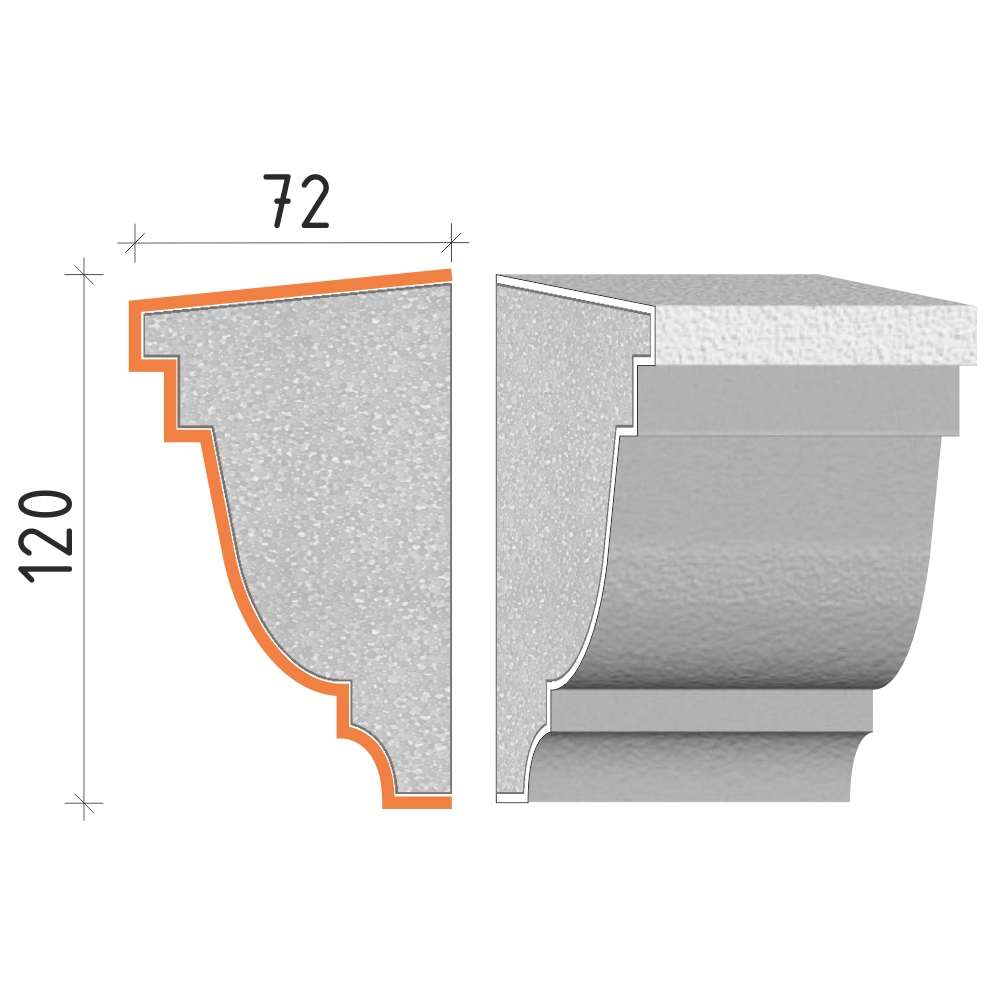 parapetní profil 120x72mm PP22212