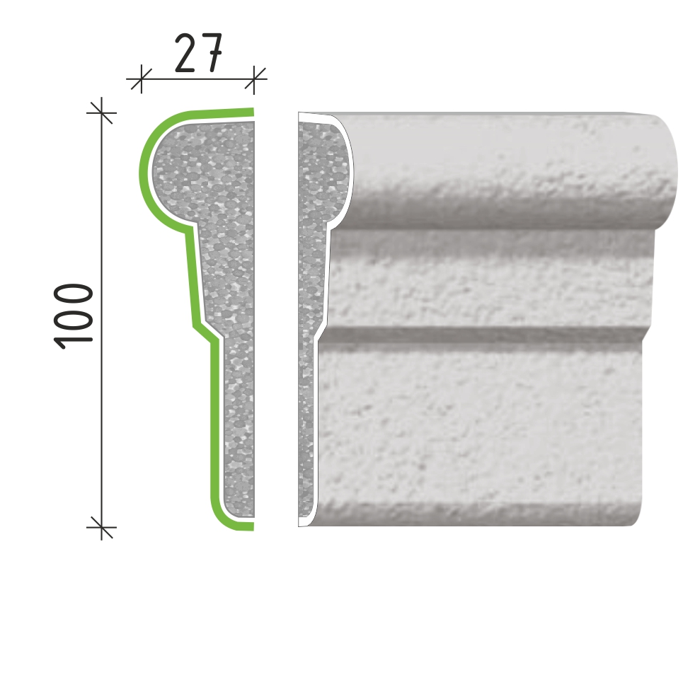 Šambrána, rámový profil 100x27 mm RP11510