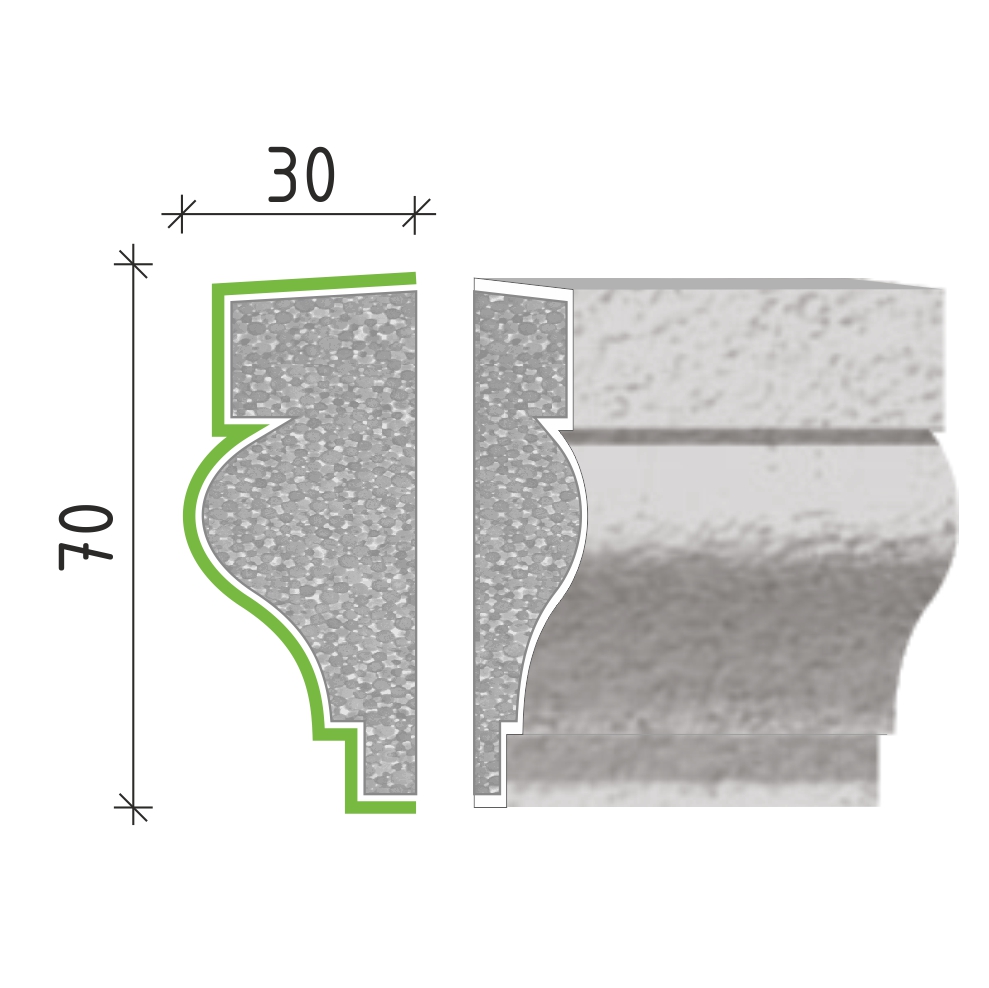 Šambrána, rámový profil 70x30 mm RP10707