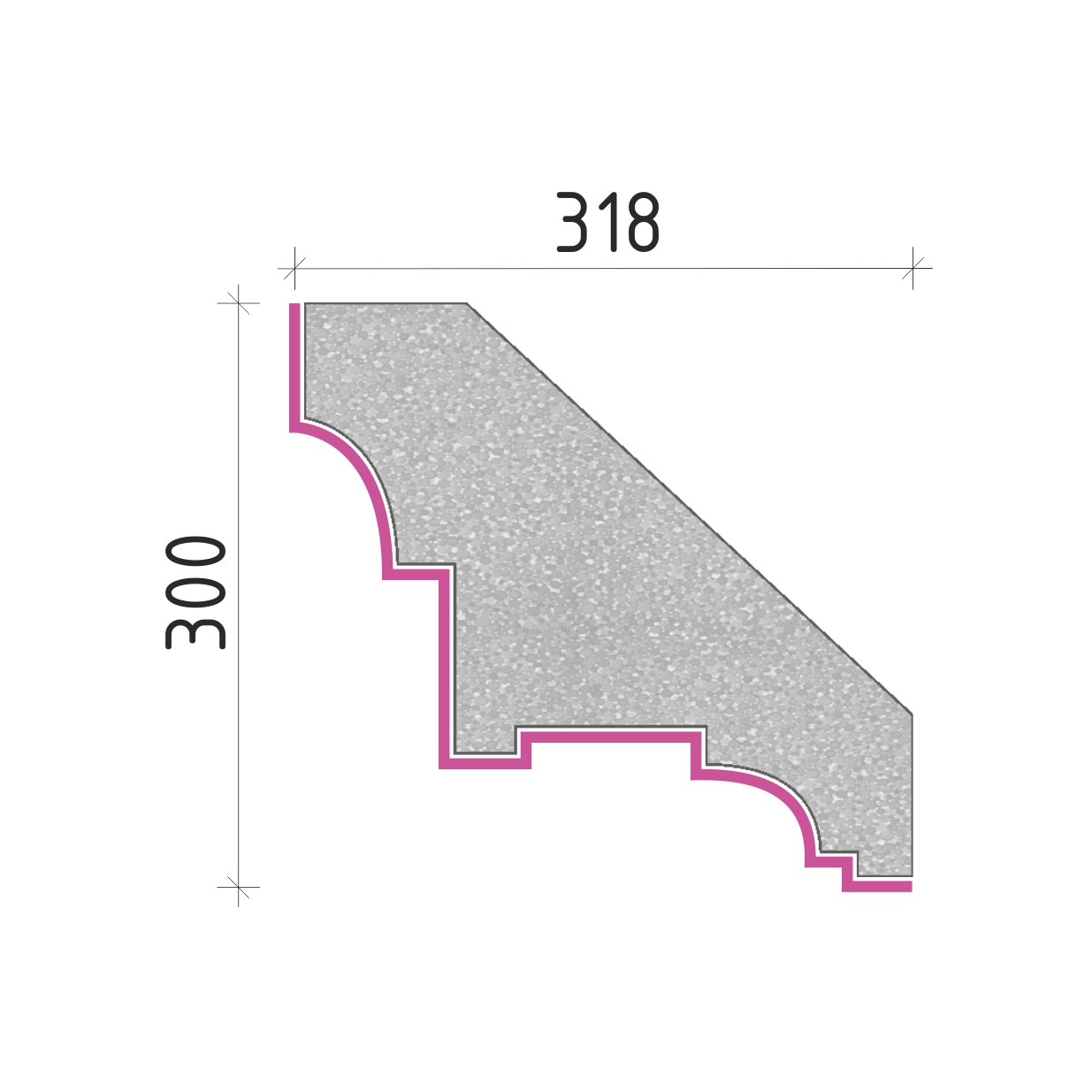 Střešní římsa 300x318mm SR51330