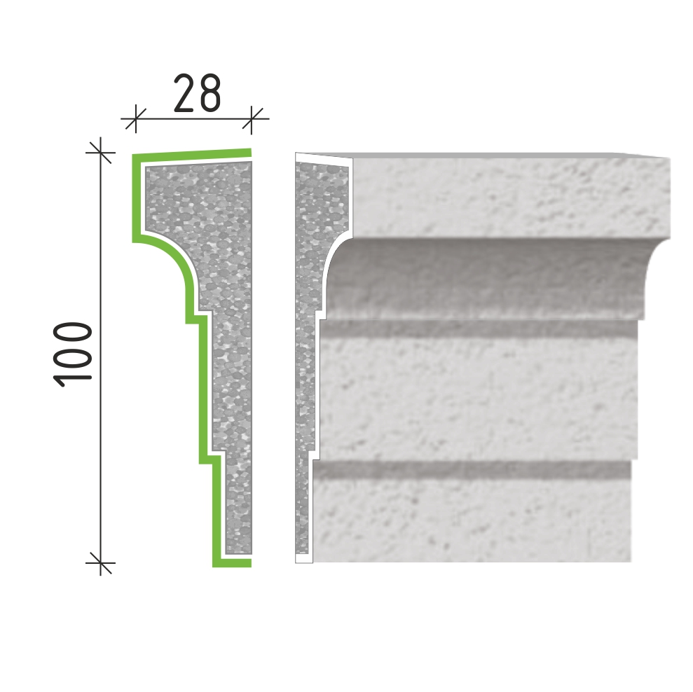 Šambrána, rámový profil 100x28mm RP10810