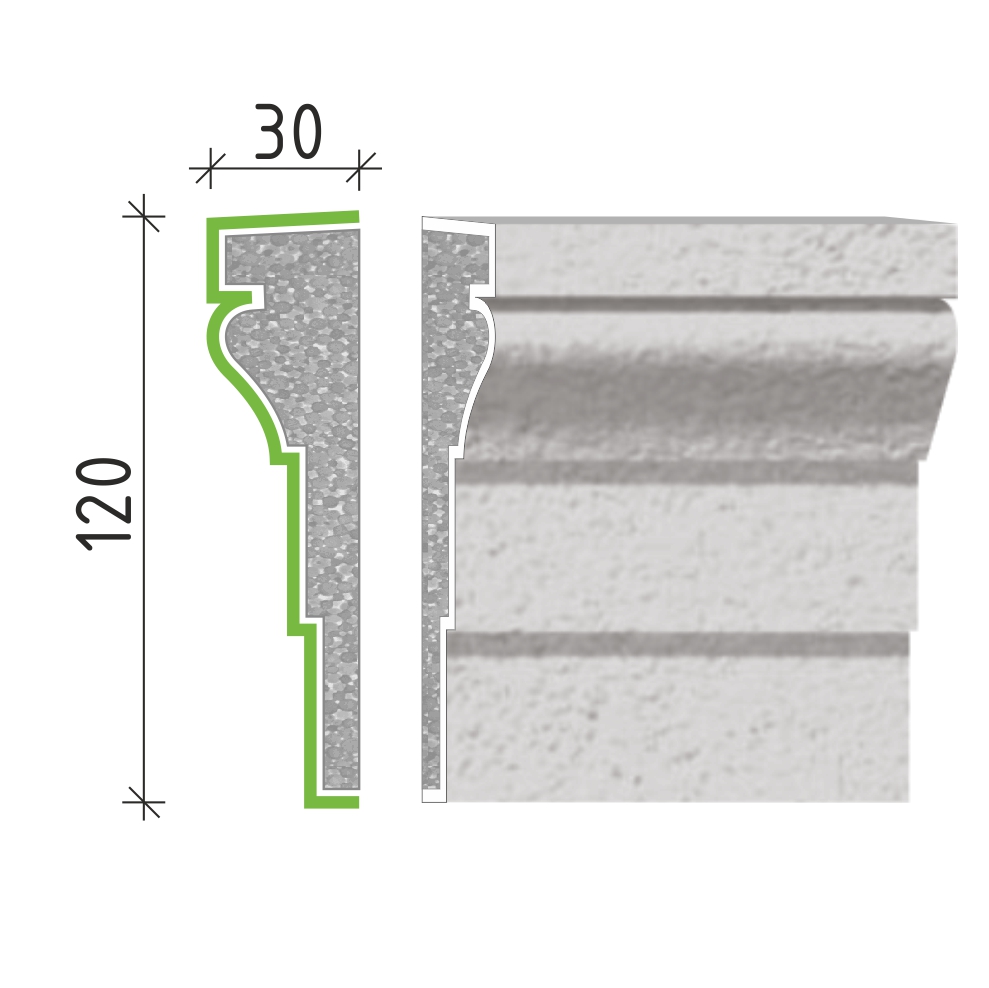 Šambrána, rámový profil 120x30mm RP10612