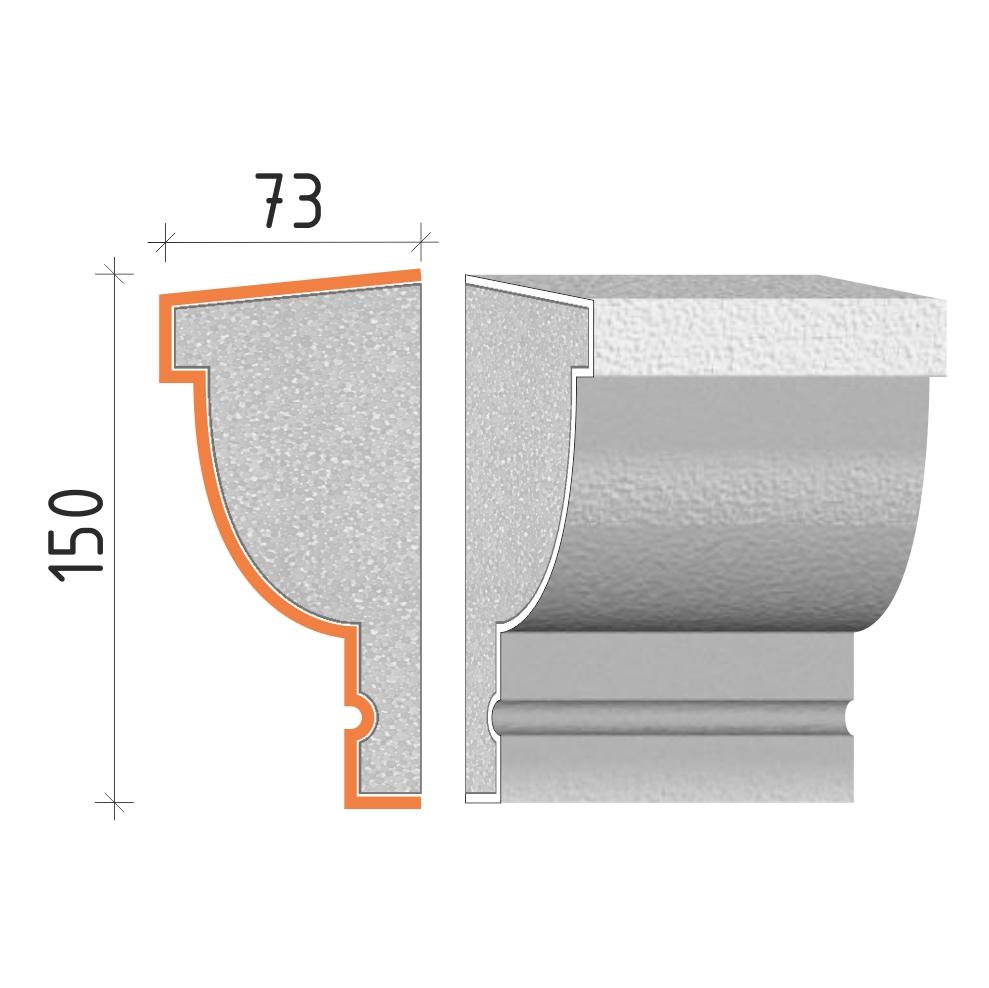 Parapetní profil 150x73mm PP22115