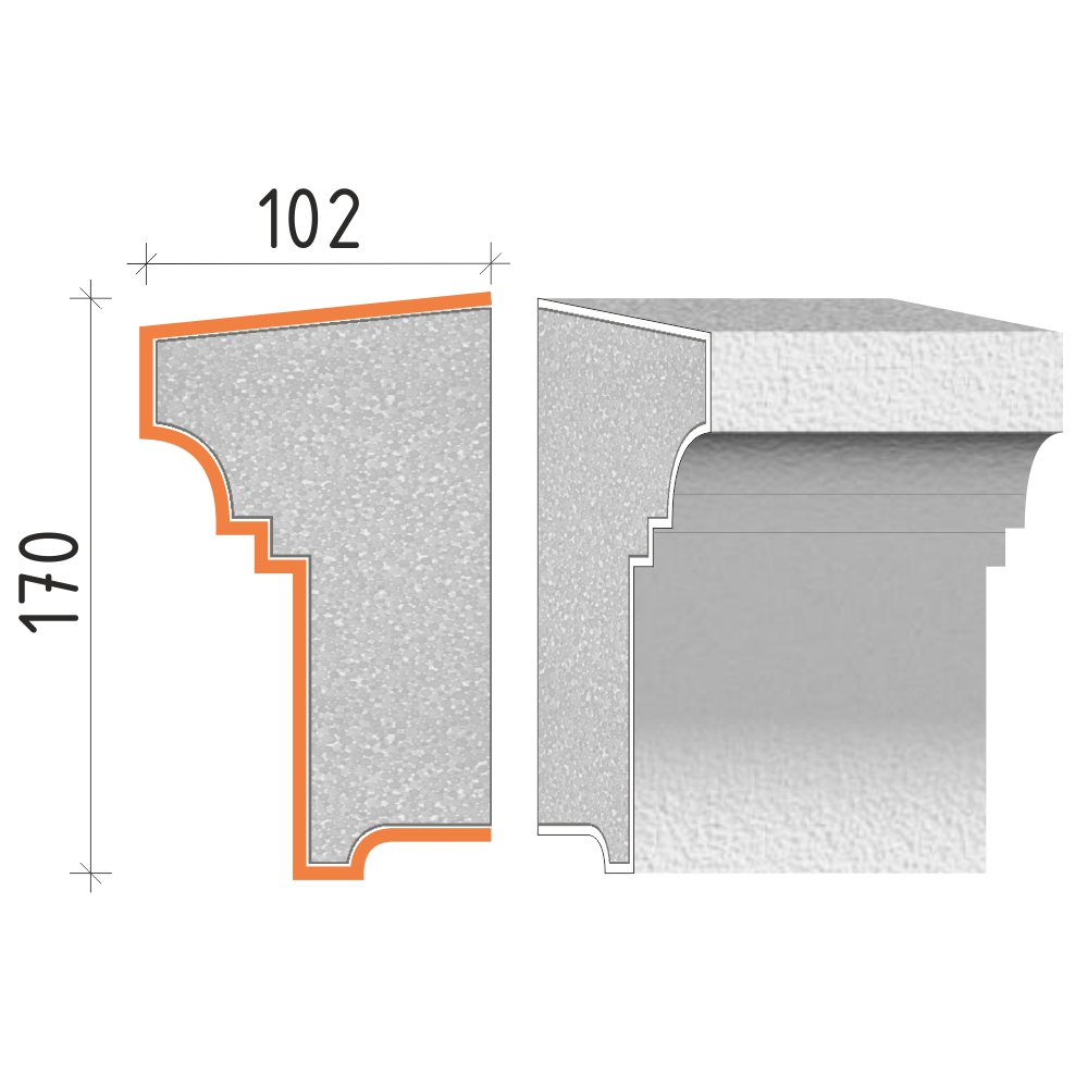 Parapetní profil 170x102mm PP20717