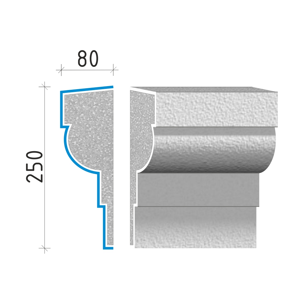 Průběžná římsa 250x80mm PR40625
