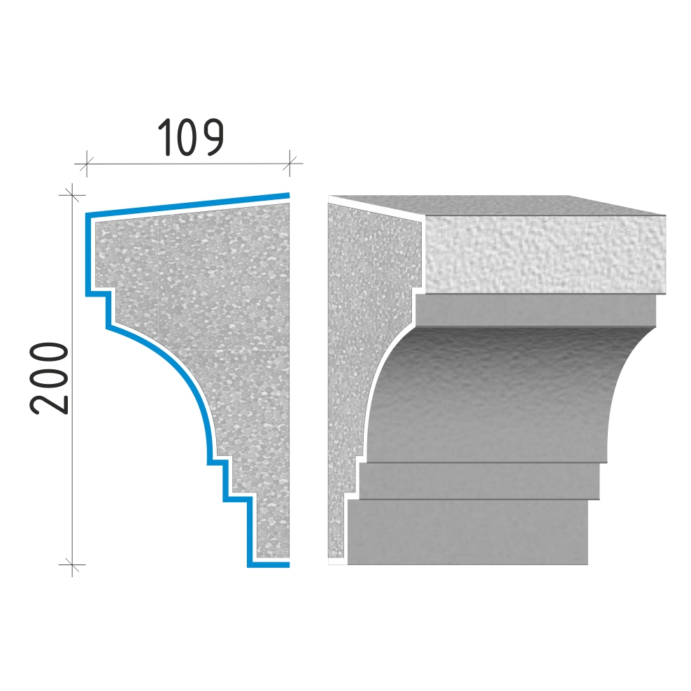 Průběžná římsa 200x109mm PR40420