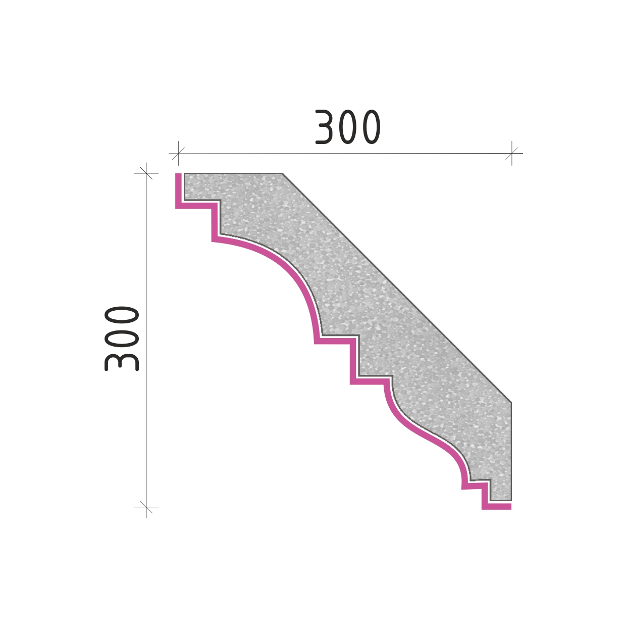 Střešní římsa 300x300mm SR50930