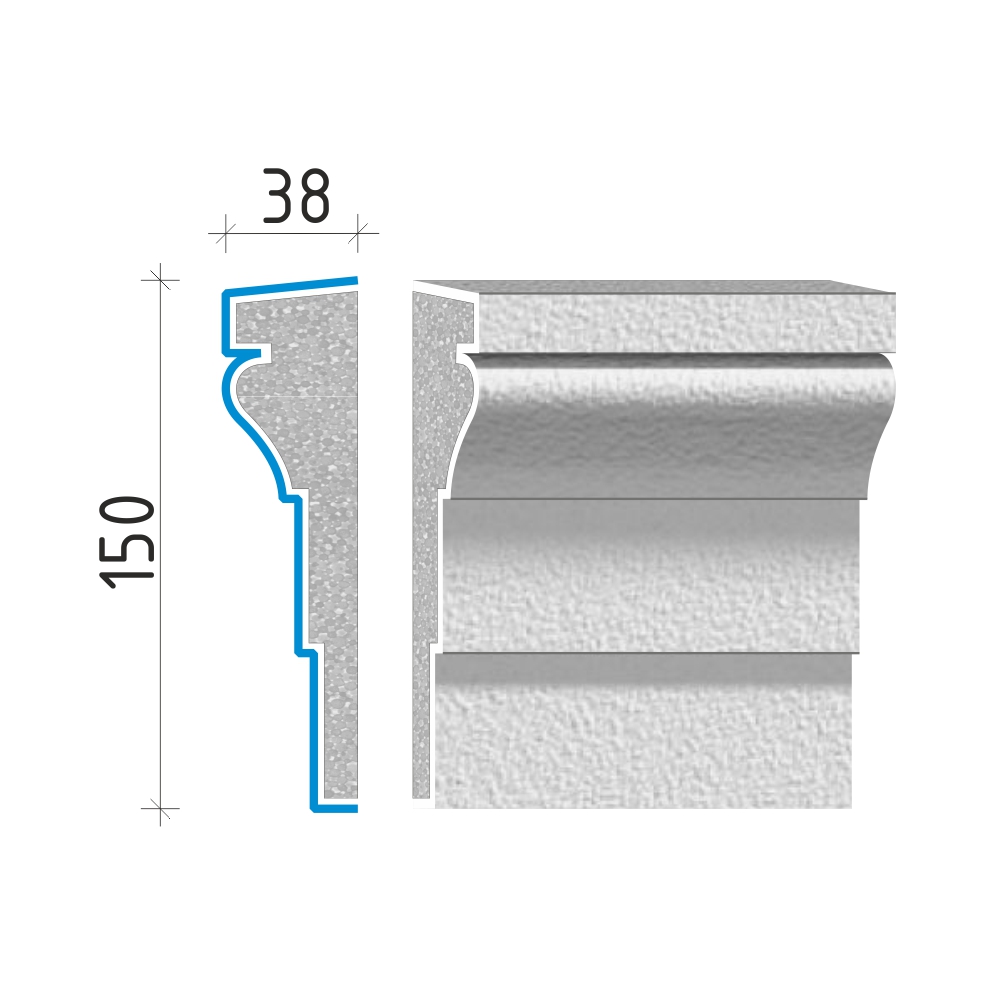 Průběžná římsa 150x38mm PR41315