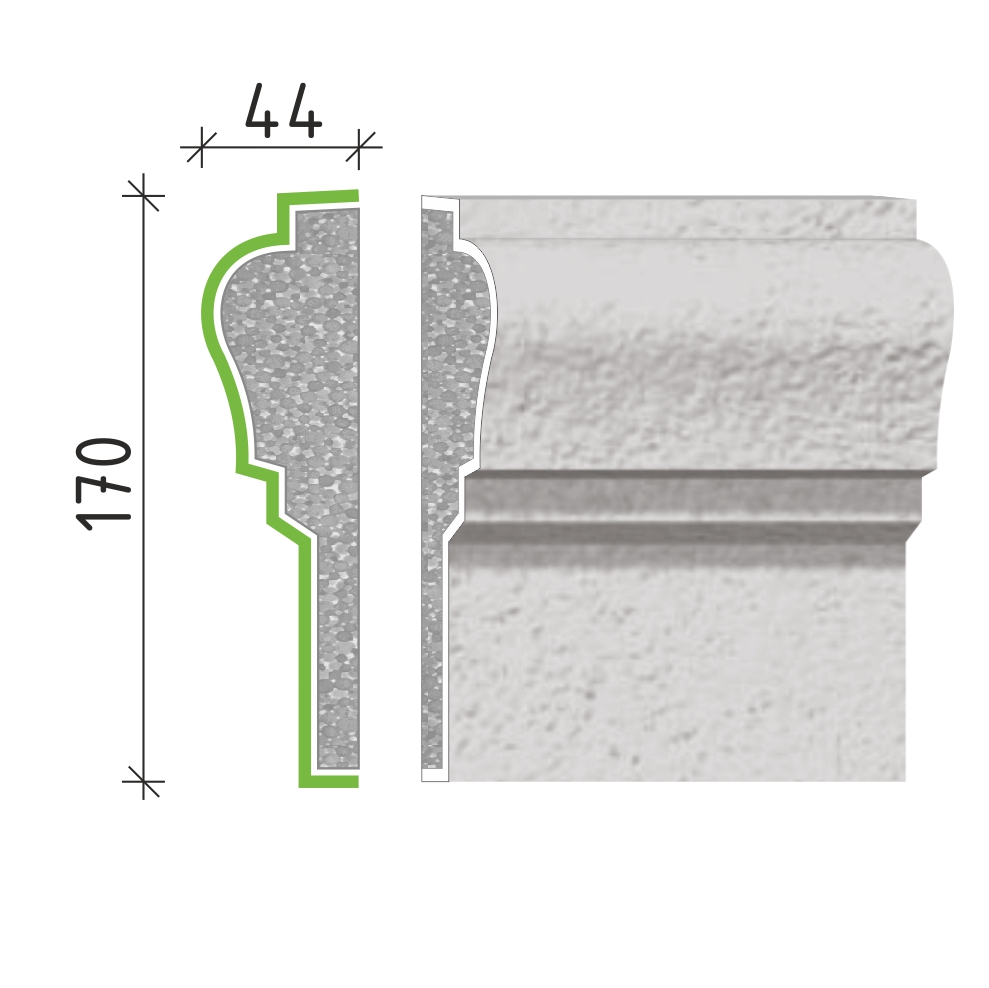 Šambrána, rámový profil 170x44mm RP11117