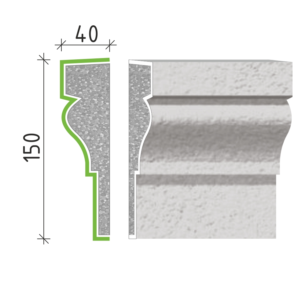 Šambrána, rámový profil 150x40mm RP11015