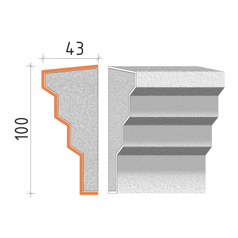 Parapetní profil 100x43 mm PP20210