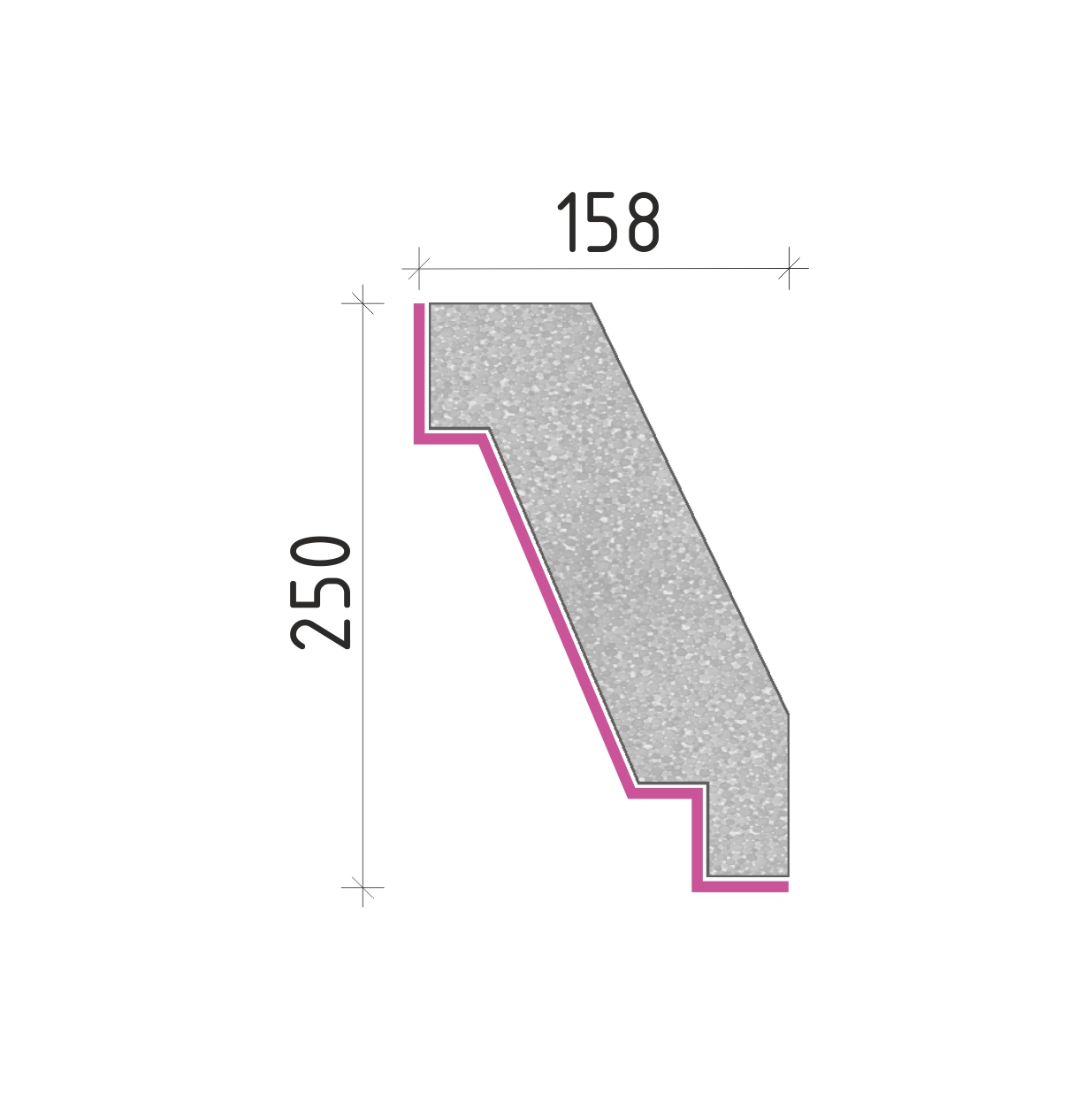 Střešní římsa 250x158mm SR50025