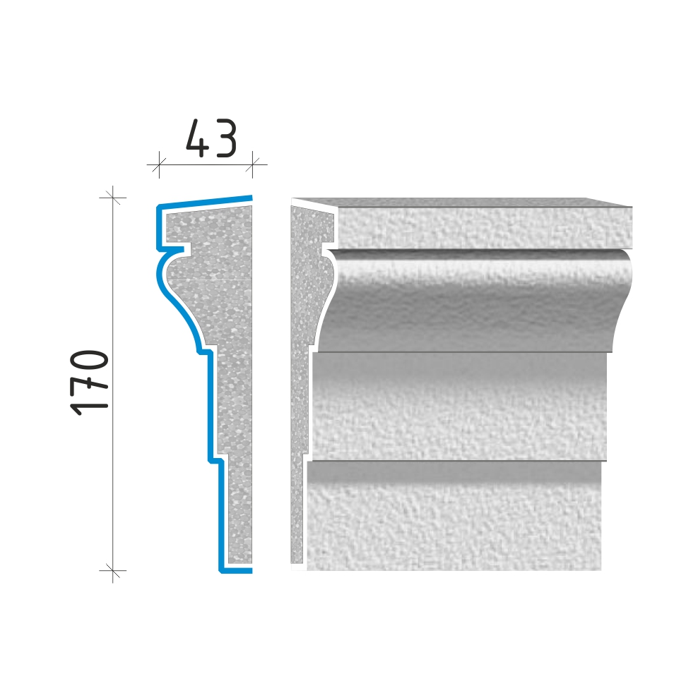 Průběžná římsa 170x43mm PR41317