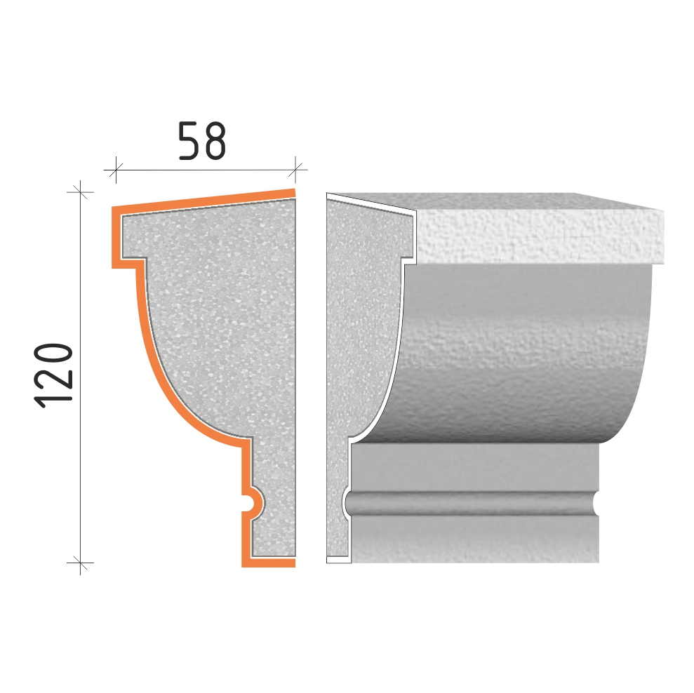 Parapetní profil 120x58mm PP22112