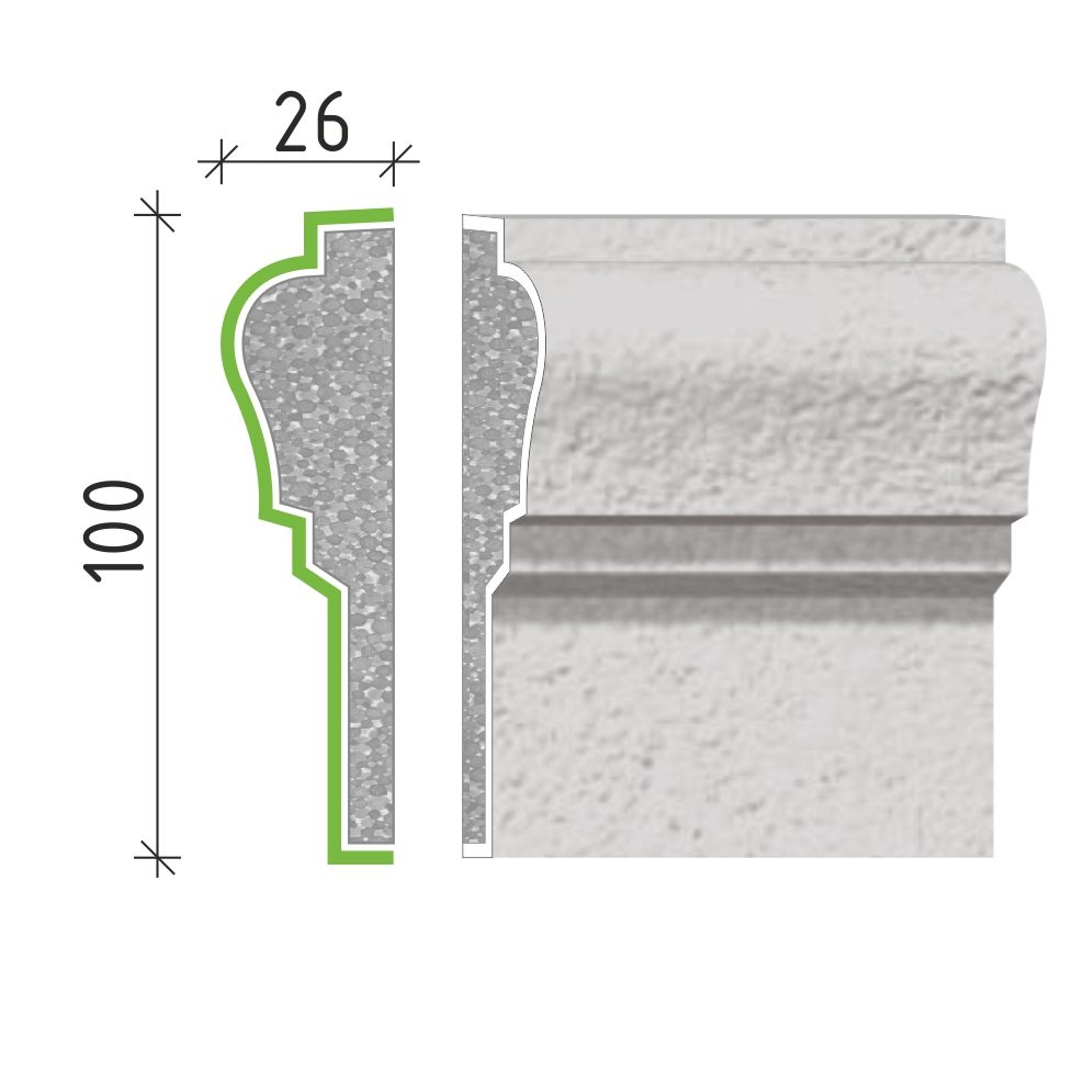 Šambrána, rámový profil 100x26mm RP11110