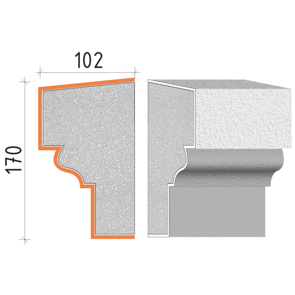 Parapetní profil 170x102mm PP21017