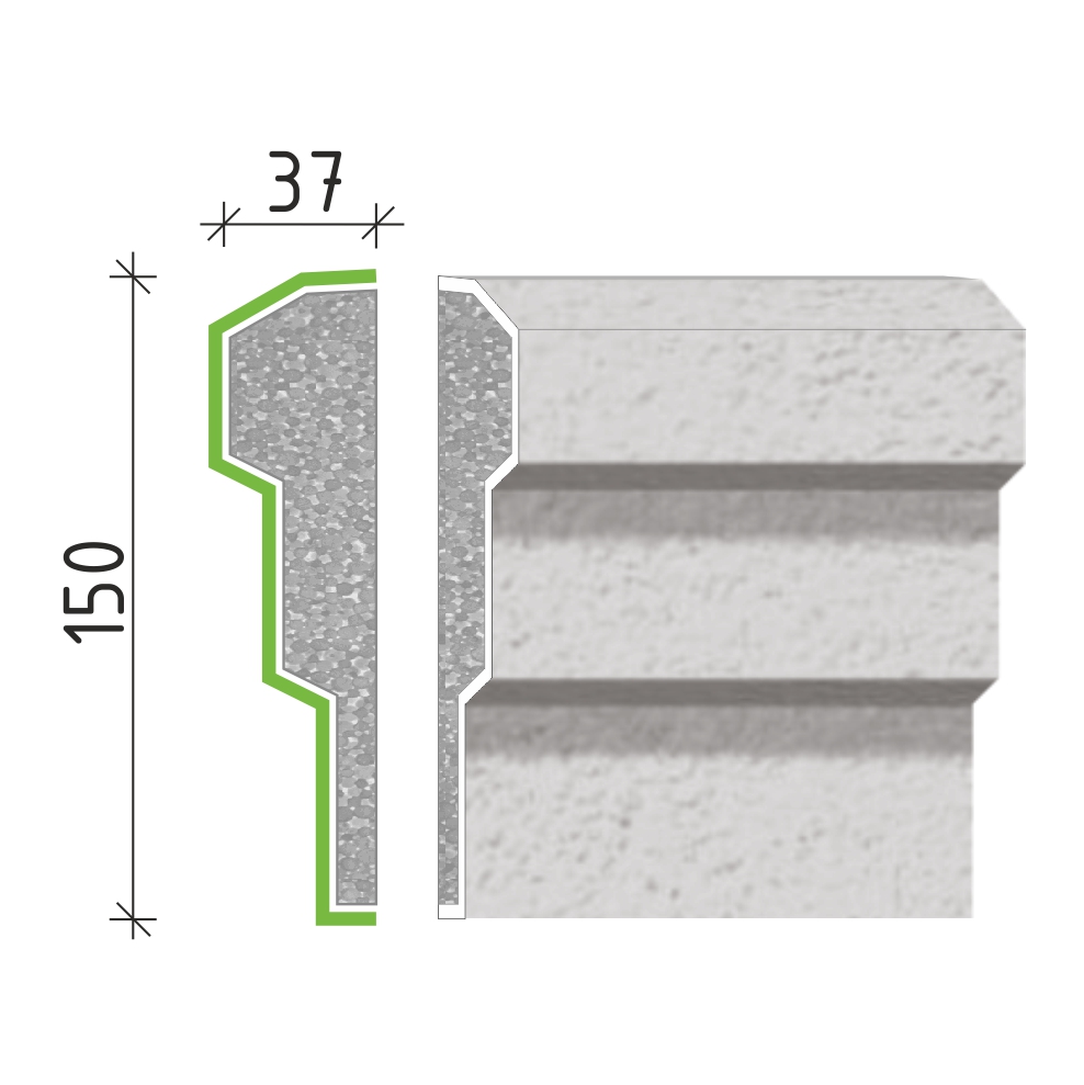 Šambrána, rámový profil 150x37mm RP10415