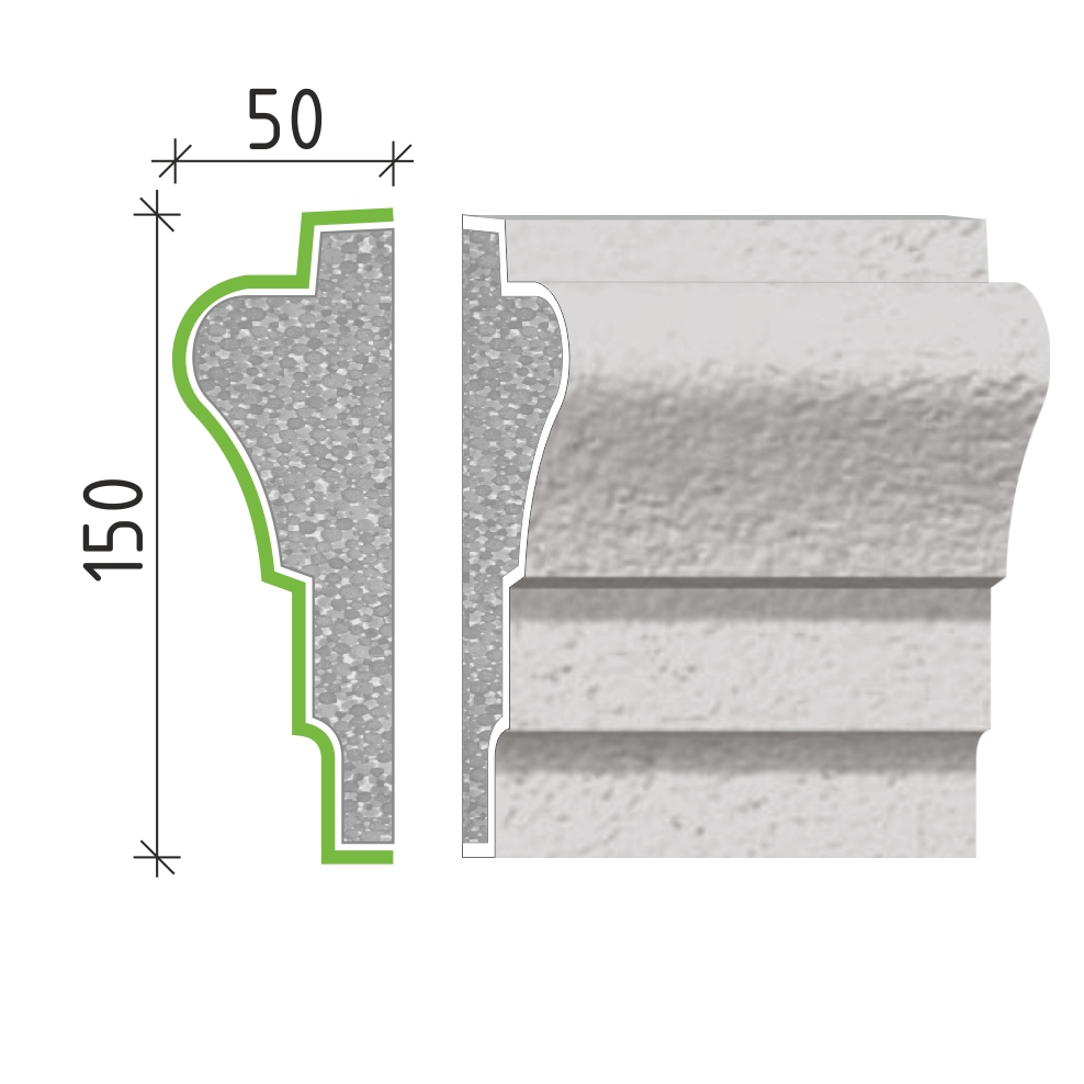 Šambrána, rámový profil 150x50mm RP11315