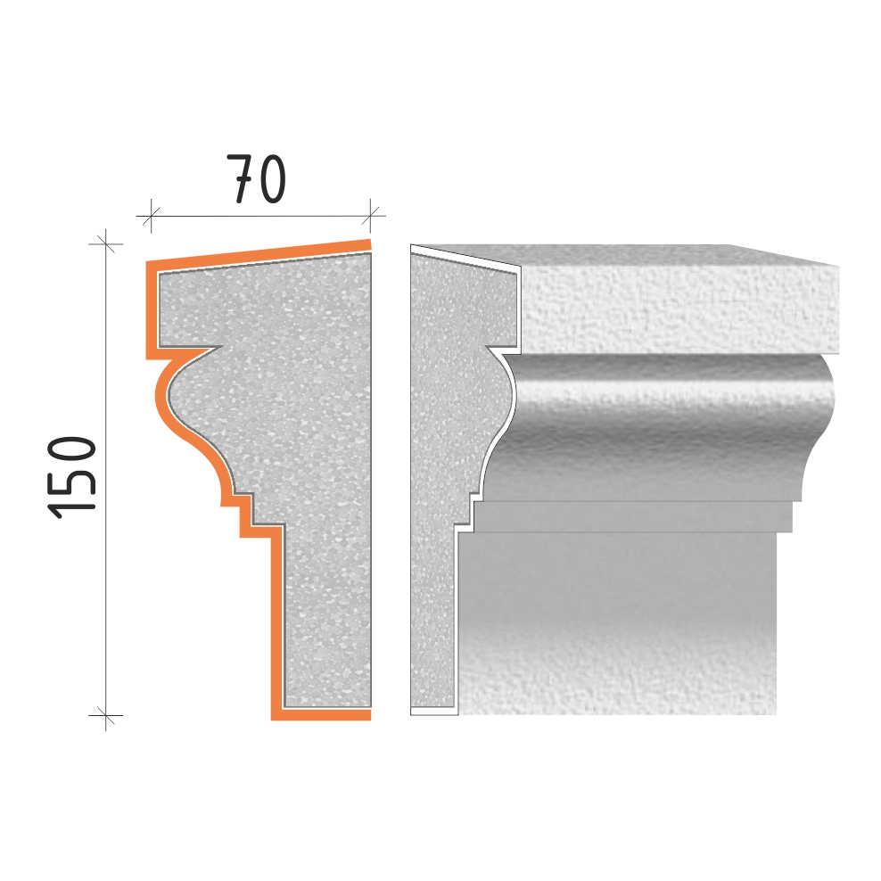 Parapetní profil 150x70mm PP21315