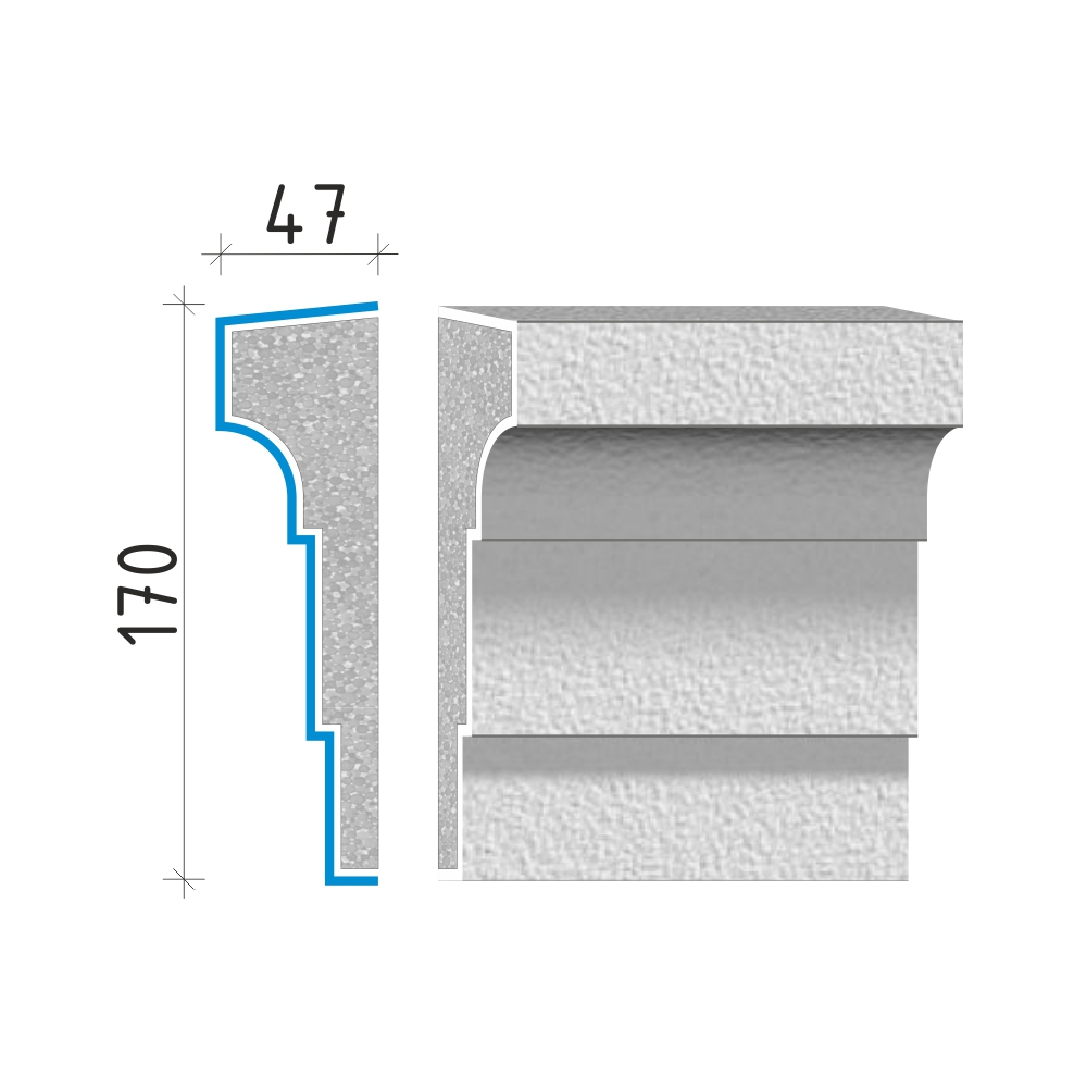 Průběžná římsa 170x47mm PR40717
