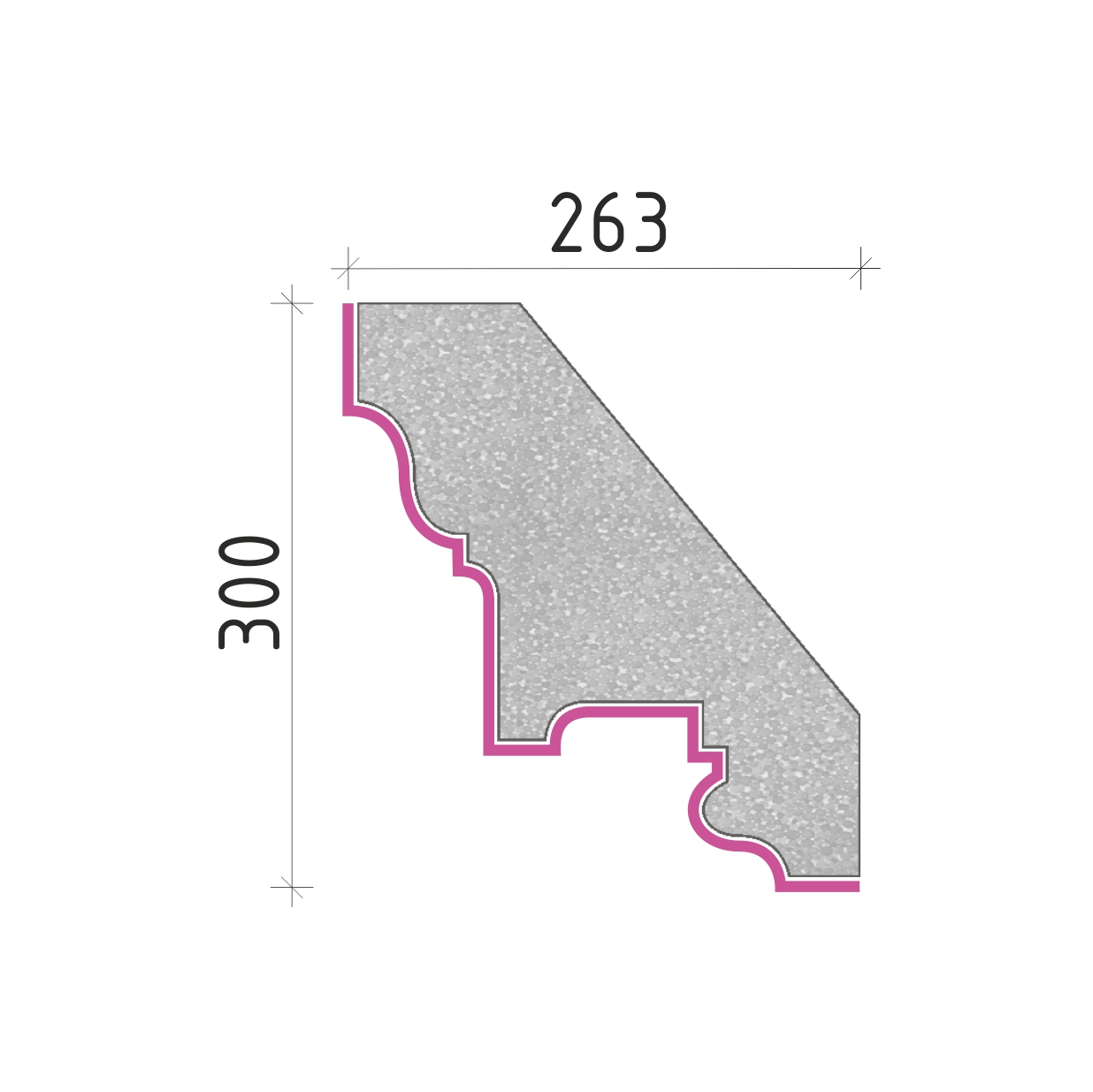 Střešní římsa 300x263mm SR51130