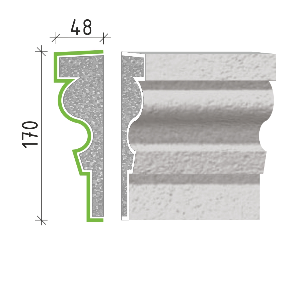 Šambrána, rámový profil 170x48 mm RP10917