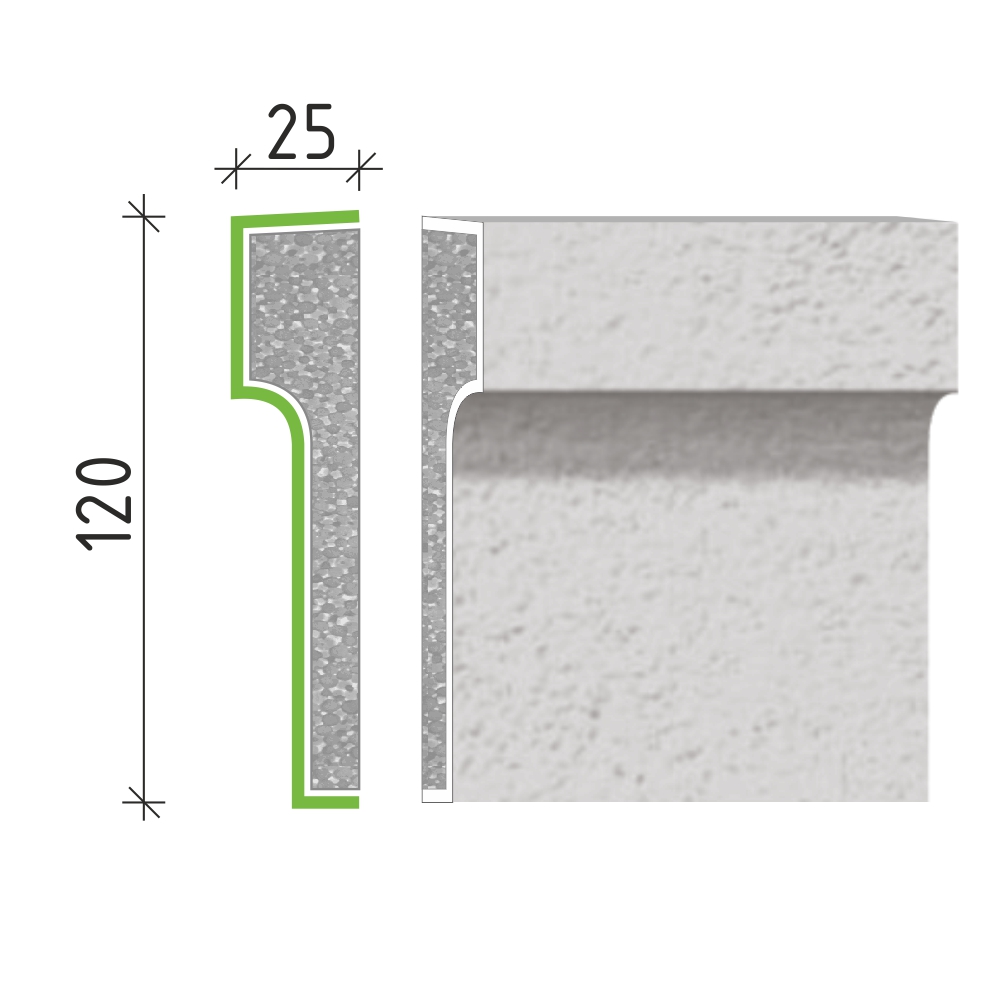 Šambrána, rámový profil 120x25mm RP10512