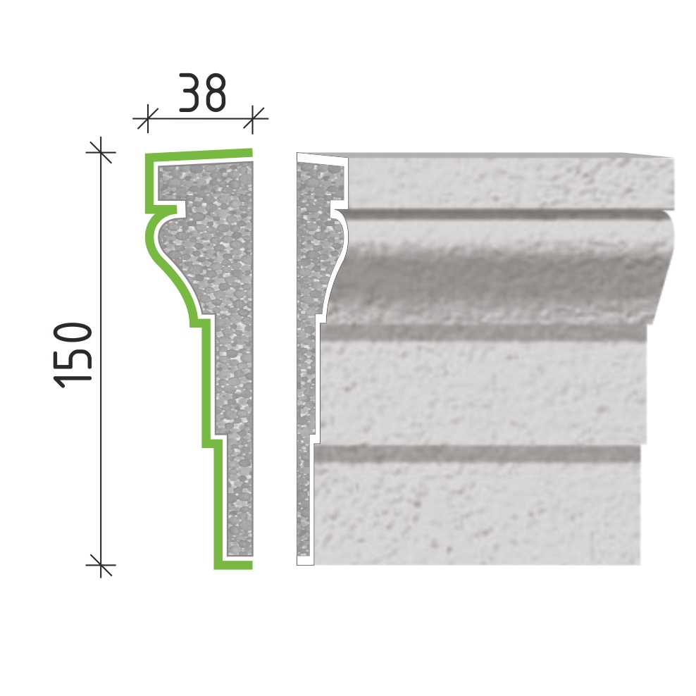 Šambrána, rámový profil 150x38mm RP10615