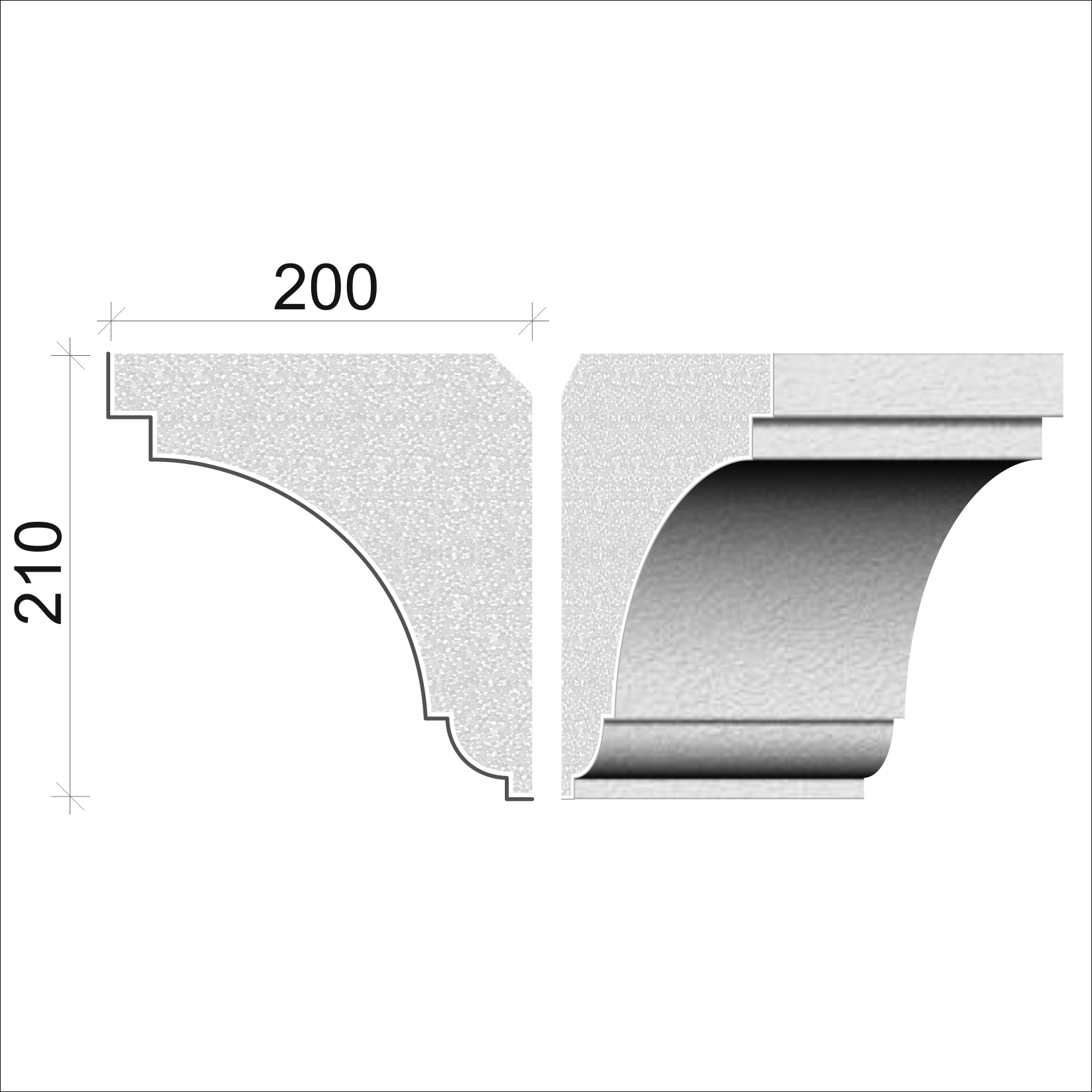 Střešní římsa 210x200 mm SR51521