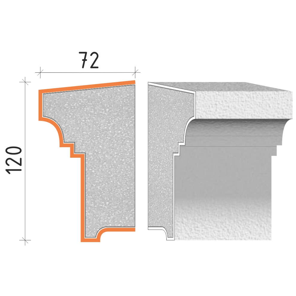 Parapetní profil 120x72mm PP20712