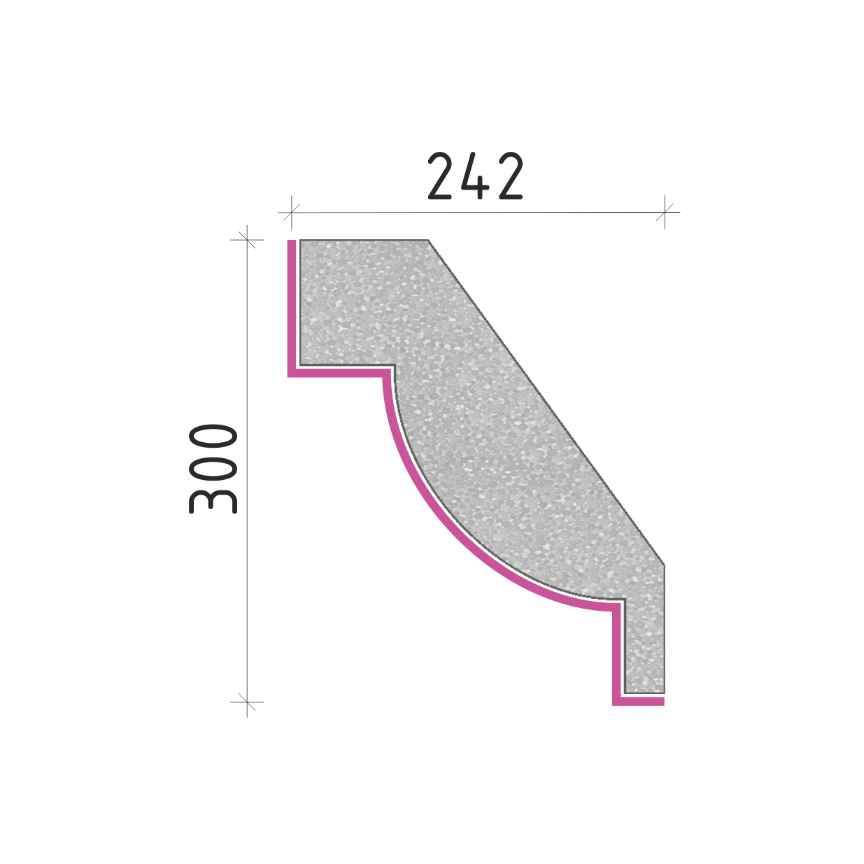Střešní římsa 300x242mm SR50430