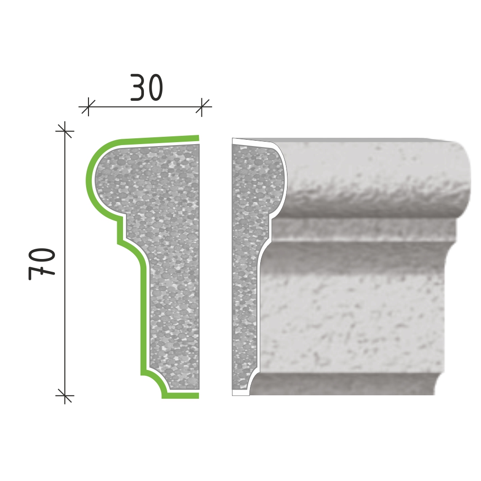 Šambrána, rámový profil 70x30 mm RP11407
