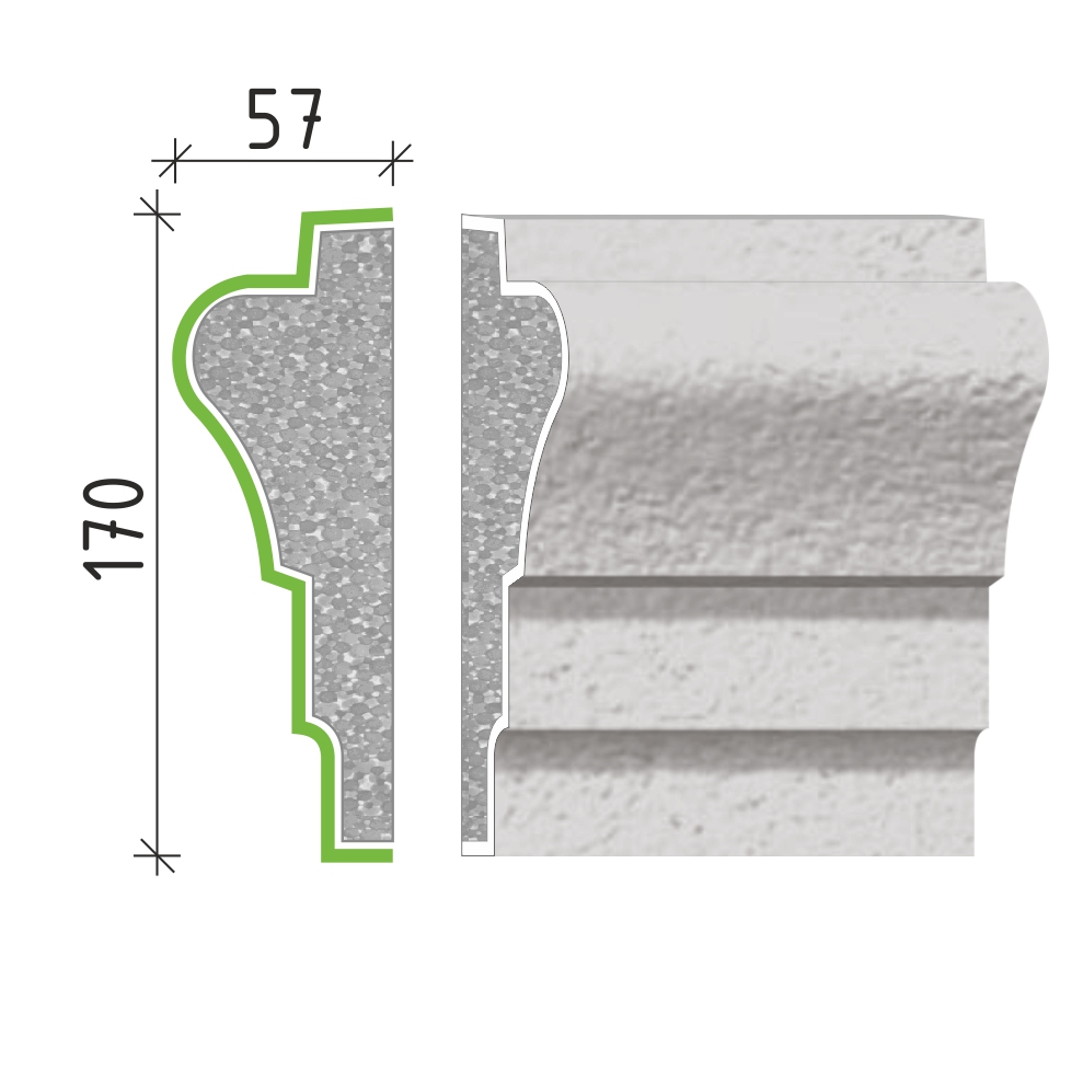 Šambrána, rámový profil 170x57mm RP11317