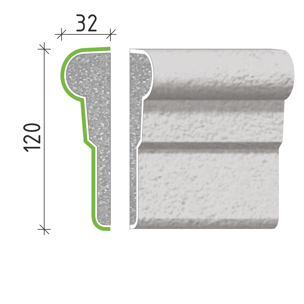 Šambrána, rámový profil 120x32 mm RP11512