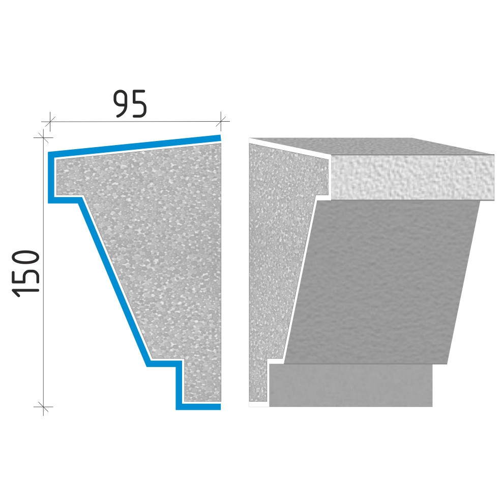 Průběžná římsa 150x95mm PR40115