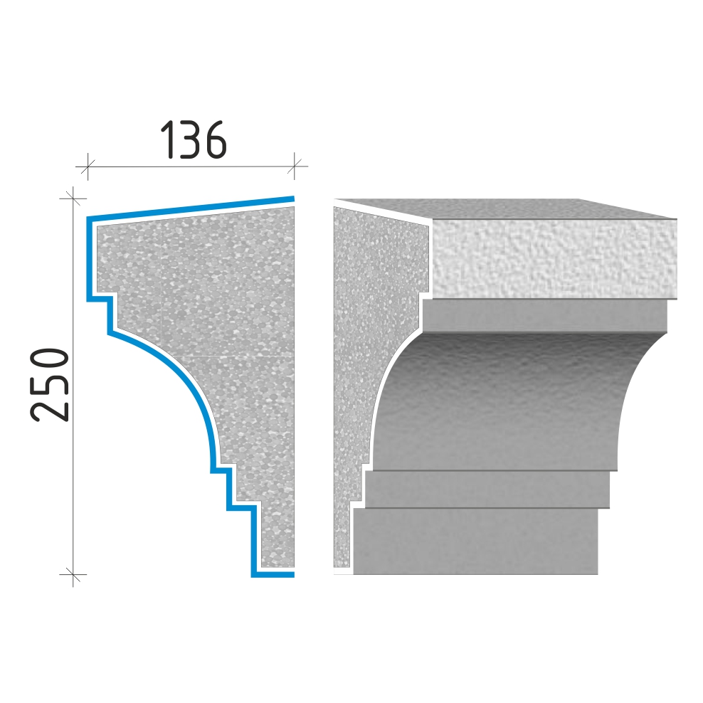 Průběžná římsa 250x136mm PR40425