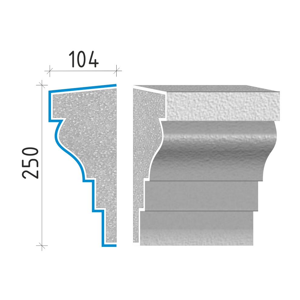Průběžná římsa 250x104mm PR40925